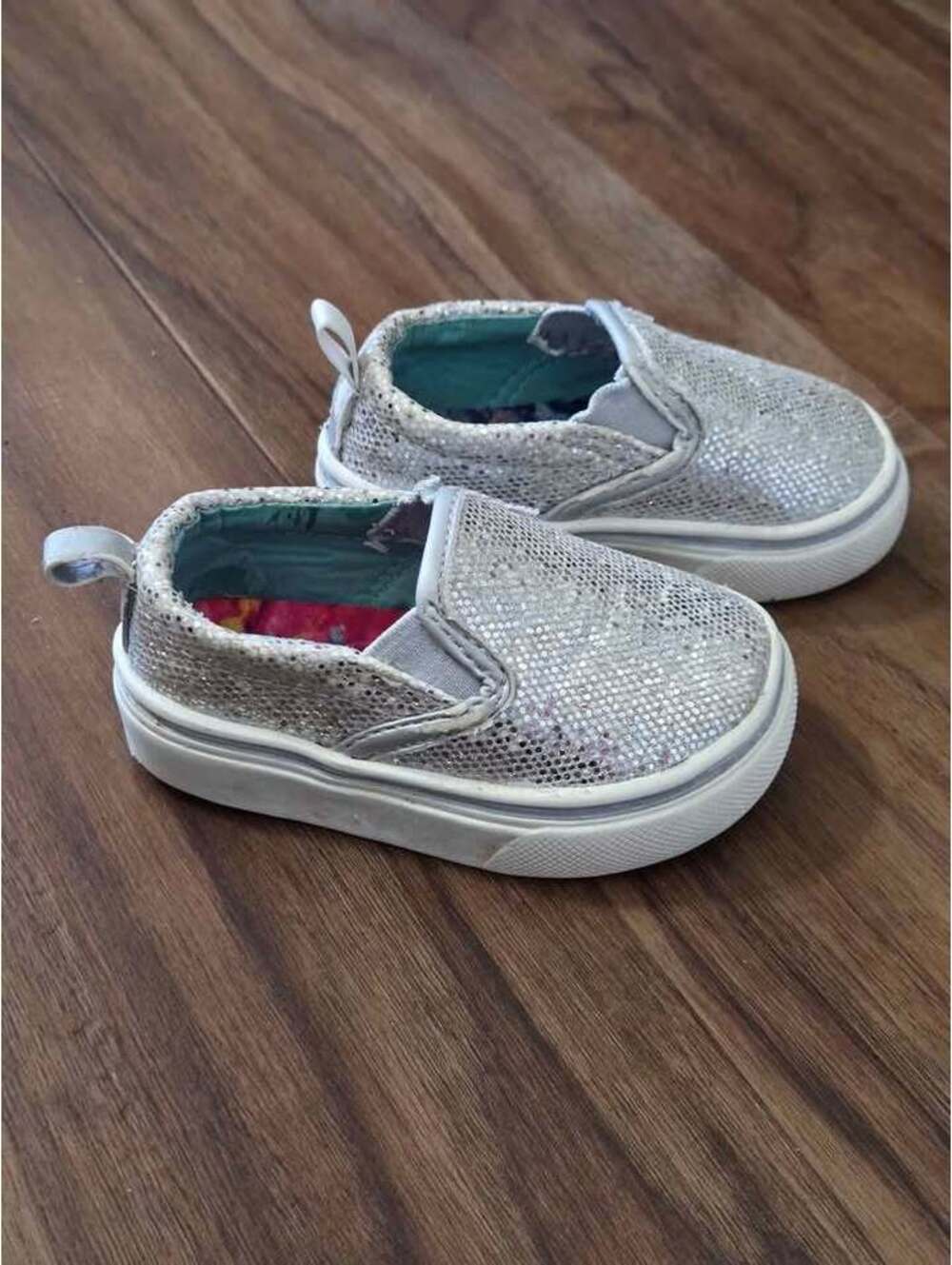 Baby Toddler Girls Shoes size 3 silver casual slip-on